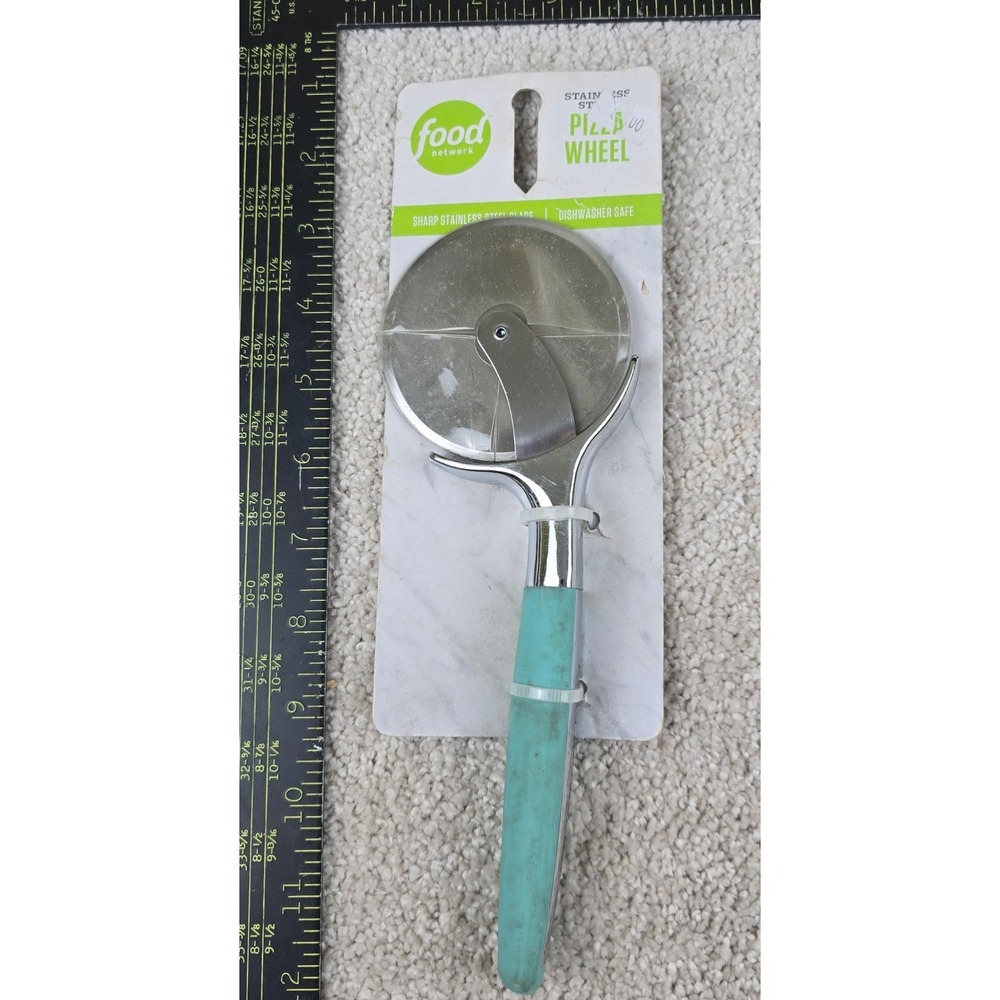 Food Network Pizza‎ Wheel Blue Teal Stainless Steel Soft Grip Handle